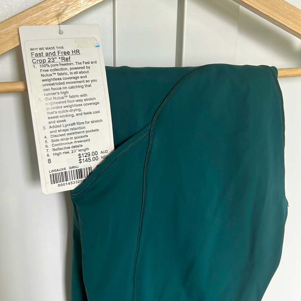 Fast and Free High-Rise Crop 19" | Lululemon | Size 8 | NWT | Green Jasper